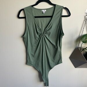 Green Body Suit Love Fire V-Neck Body Suit, brand new condition